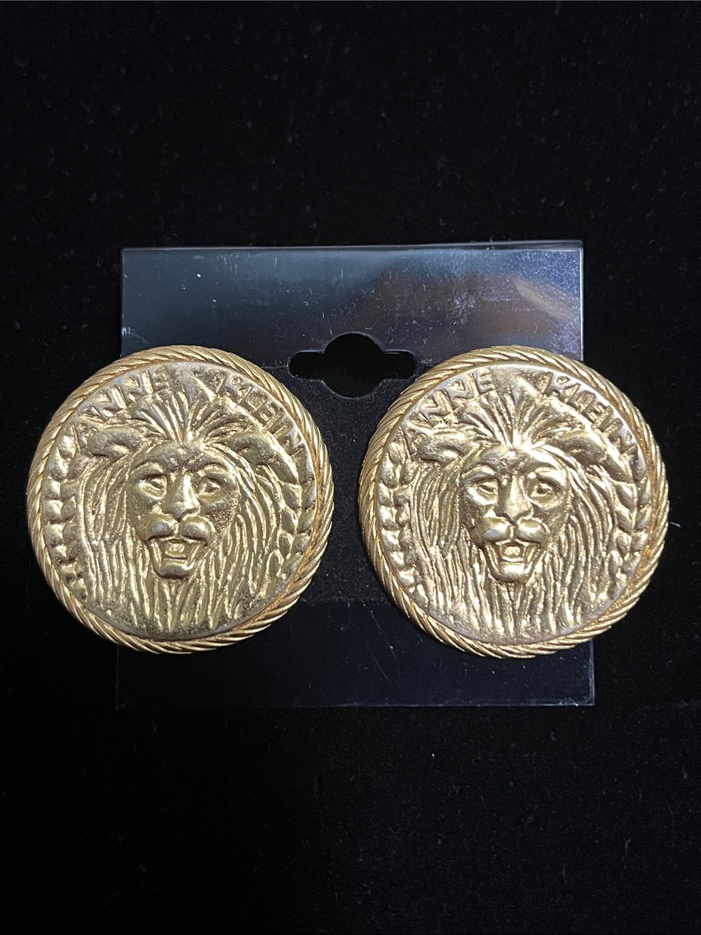 Anne Klein Gold Lion Medallion Clip-On Earrings